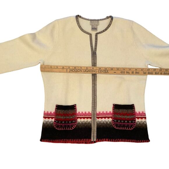 Sigrid Olsen Sport 100% Wool Sweater Cardigan Aztec Southwest Blanket Sz S - Picture 10 of 14